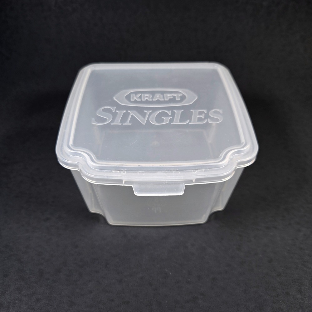 Kraft Singles Reusable Plastic Cheese Slice Storage Container Clear Hinged Lid